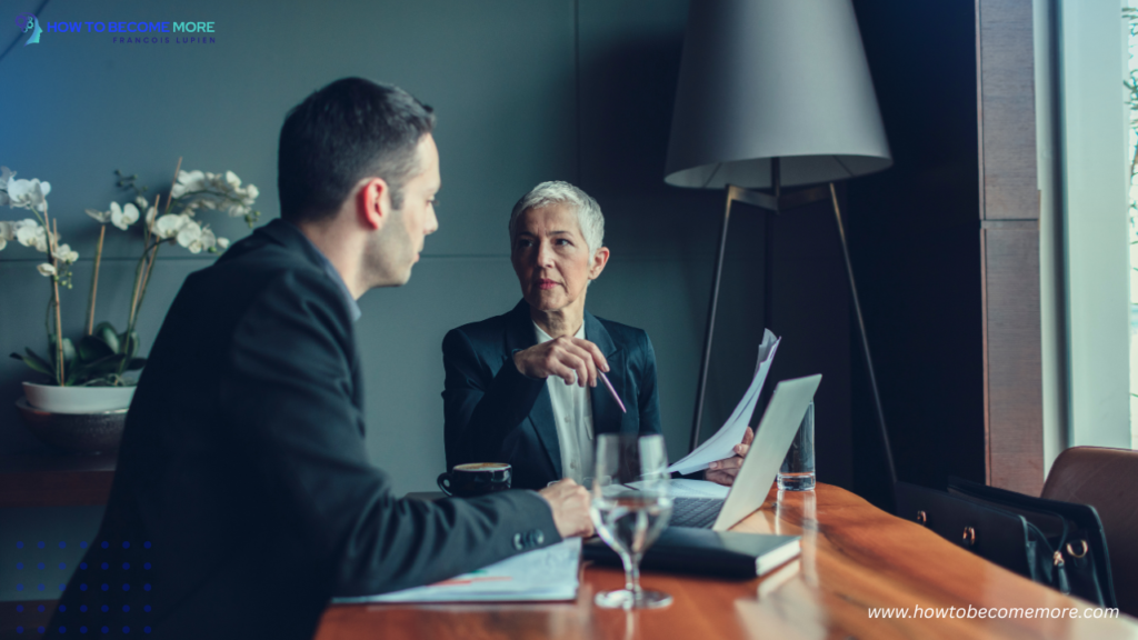 CEO having a confidential conversation with an executive coach