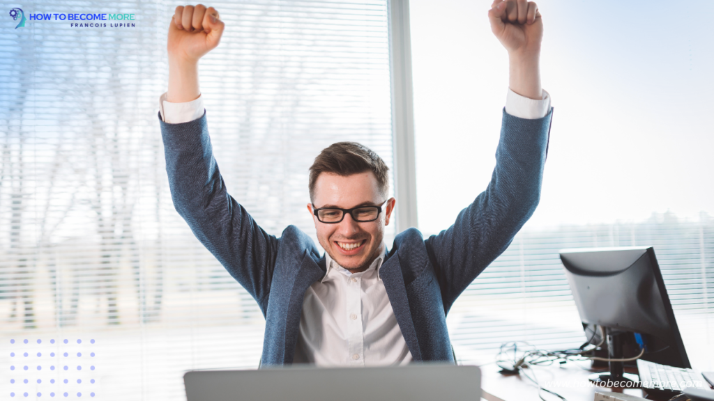 a confident business leader celebrating success