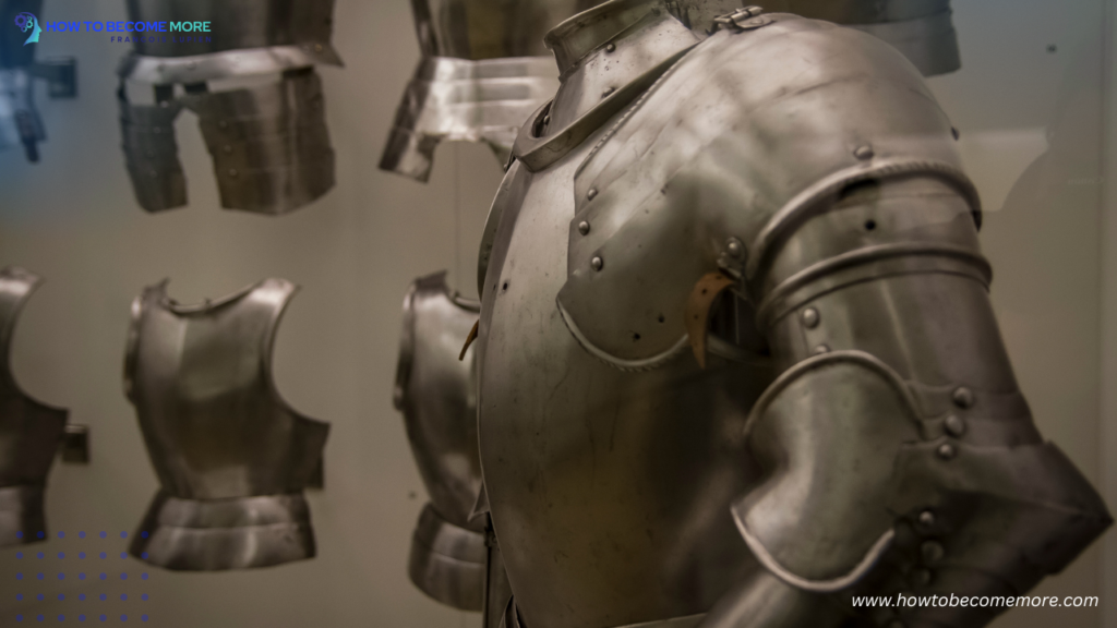 A symbolic image of armor representing the protective facade leaders wear.