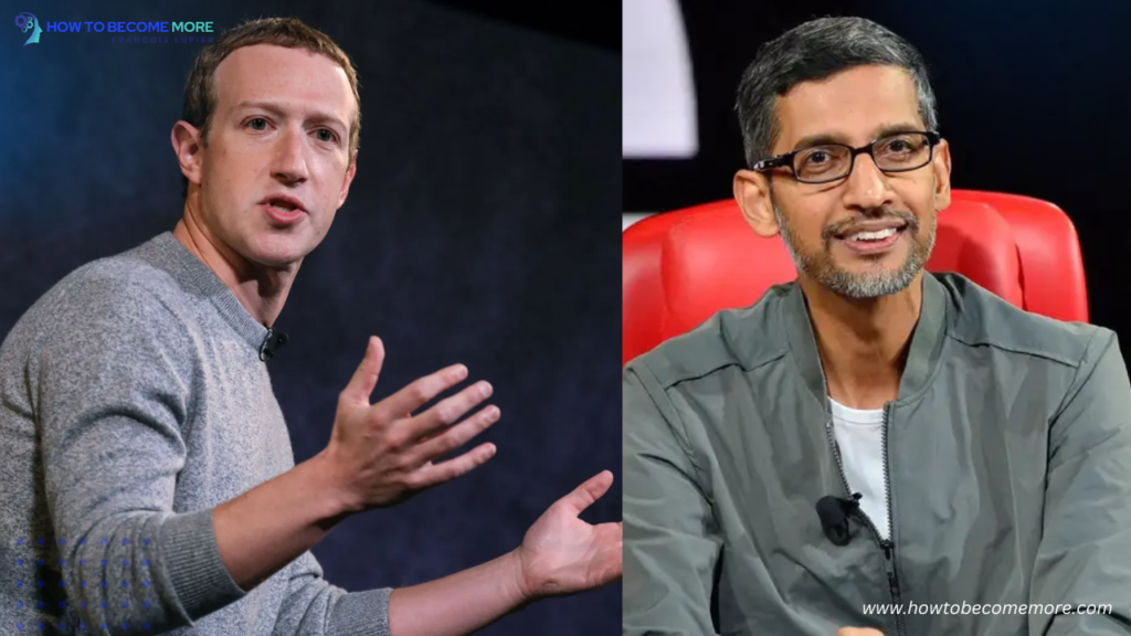 Top CEOs Sundar Pichai (Google) and Mark Zuckerberg (Meta)